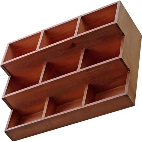 sentoir Figurines En Bois Massif R tro 9 Compartiments (1/5)