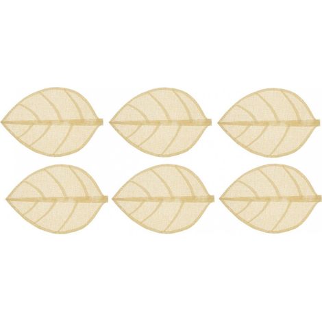 Lot de 6 sets de table feuilles - 50 x 33 cm - Beige - Livraison gratuite (1/3)