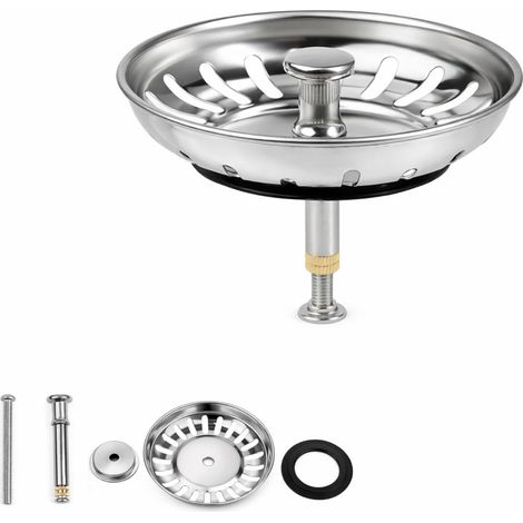Bouchon Évier Cuisine Ø 79 mm avec Goupille Réglable, 304 indox, Filtre Panier Ever 79mm Fonctionnement du Bouton Excentrique Panier Crépine, Compatible Lave-Vaisselle (79mm 1pcs) (1/5)