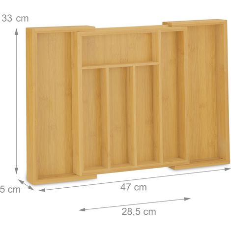 Range couverts pour tiroirs organiseur reglable en bambou