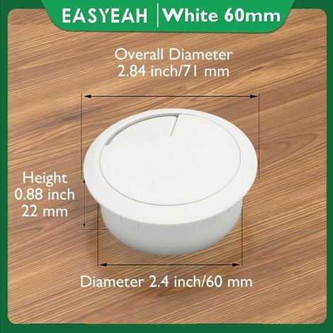 Cache-Fils - Diamètre Trou 60 mm - Diamètre Total 71 mm - Hauteur 20 mm - ABS Blanc - Lot de 5 (1/5)