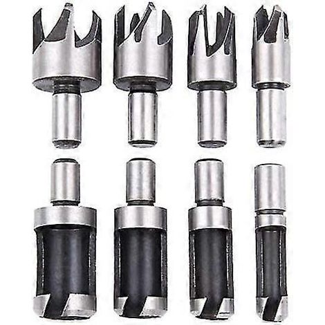 Foret à tenon et bouchon en acier à haute teneur en carbone (6 mm / 10 mm / 13 mm / 16 mm) - Jeu d'outils pour le travail du bois (8 pièces) (1/5)