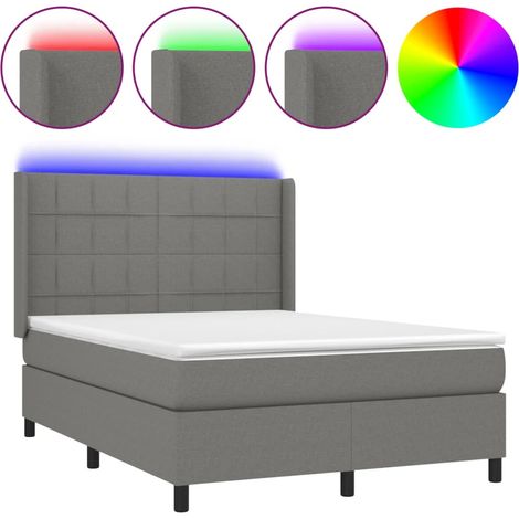 Maison Exclusive - Letto a Molle Materasso e LED Grigio Scuro 140x190cm in Tessuto (1/5)