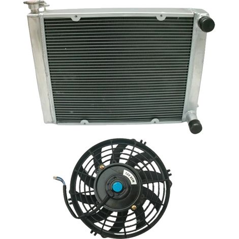 Radiateur en aluminium, taille du noyau 450mm x 388mm x 56mm, taille totale 690mm x 414mm x 142mm, diamètre d'entrée/sortie 42mm, transmission manuelle uniquement, compatible avec Mazda RX2 RX3 RX4 RX (1/5)
