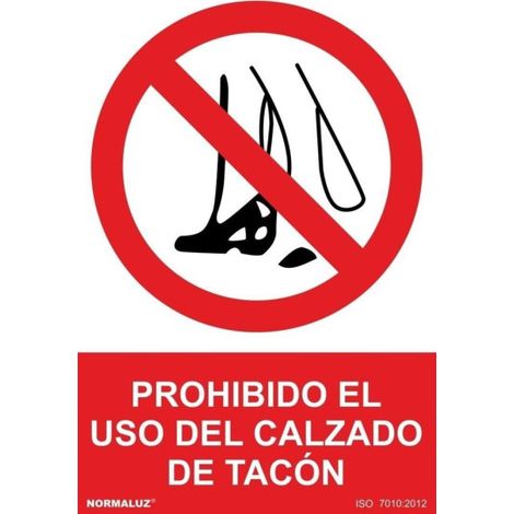 Señal de prohibido el uso de calzado de tacón SEKURECO                         210 x 300 mm                          PVC GLASSPACK 0'7 mm (1/2)