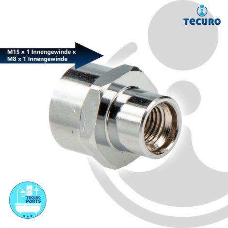 tecuro Reduzierstück M15/1 Innengewinde x M8/1 Innengewinde MS-verchromt (1/4)