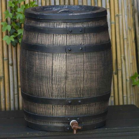 Récupérateur d'eau en forme de barrique - NATURE - En PE rotomoulé - 120 litres - Inclus accessoires