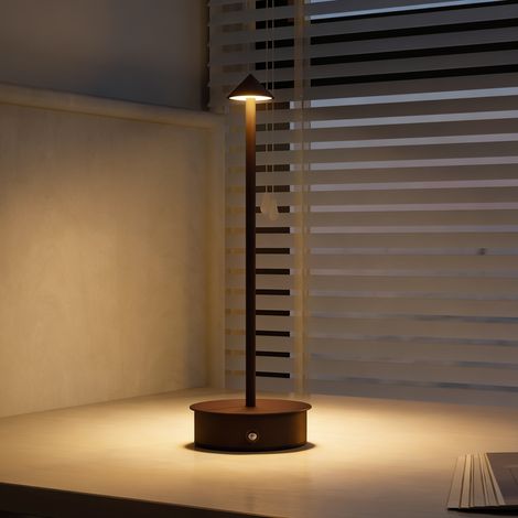 Lampada da Tavolo Touch Ricaricabile con USB, Regolabile 3000K/4500K/6000K, Autonomia 4-8 Ore, Caffè