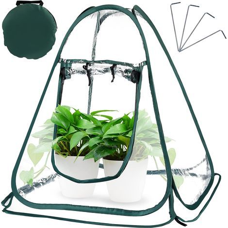 AIDUCHO Mini-Pop-Up-Gewächshaus, Balkon- und Gartengewächshaus, Mini-Gewächshauszelt, PVC-Pflanzenzelt für drinnen und draußen, Blumenzelt für Gartenpflanzen 70 x 70 x 80 cm (1/4)