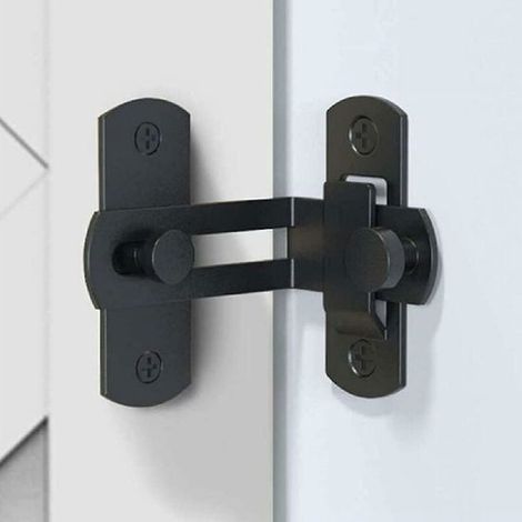 Serrure de porte - 1 pièce - pêne - serrure de porte de poche - serrure d'armoire - angle de 90 degrés - acier inoxydable - noir - 7025 mm - pour serrure de porte et de fenêtre (1/5)