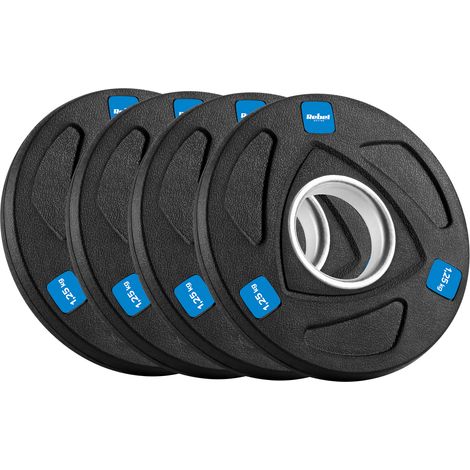 Juego de pesas olímpicas de hierro fundido: 4 discos de 1,25 kg y 5 kg (51 mm) de la marca Rebel. (1/5)