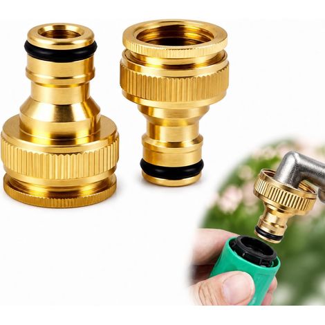 2 Pièces Raccords de Robinet en Laiton avec Filetage Intérieur, Raccord Rapide Résistant à La Corrosion et à La Pression, pour Le Jardin et Les Appareils de Nettoyage (1/2 pouce sur 3/4 pouce) (1/5)