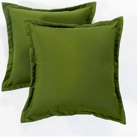 HOMESCAPES Green Plain Outdoor Cushion 45 x 45 cm, Set of 2