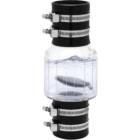 Rückschlagventil für Pumpen, geräuschlos und transparent, 5 cm (2 Zoll), mit Edelstahlklemmen. Passend für eine 18,4 cm (7-1/4 Zoll) große Öffnung in einem 5 cm (2 Zoll) Rohr mit Standarddurchmesser v (1/5)