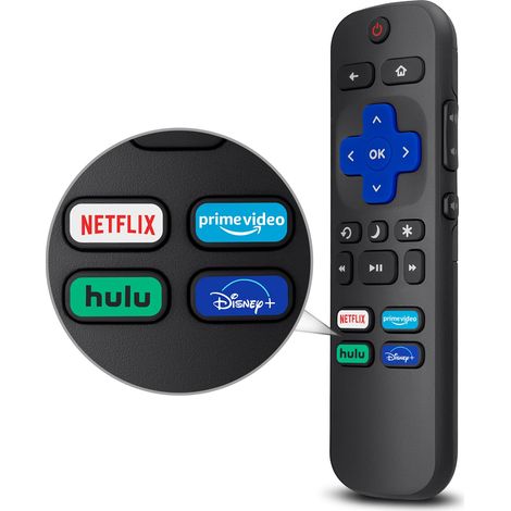 Télécommande Universelle Pour Tv Roku - Fonctionne Avec Tv Roku TCL Hisense Sharp - Boutons Raccourcis Netflix Disney+ Prime Video Hulu - 1 Pièce (1/5)
