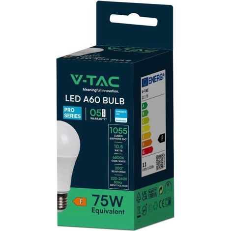 Lampadina led a60 v-tac chip samsung 10,5w e27 6500k vt-211 - 21179
