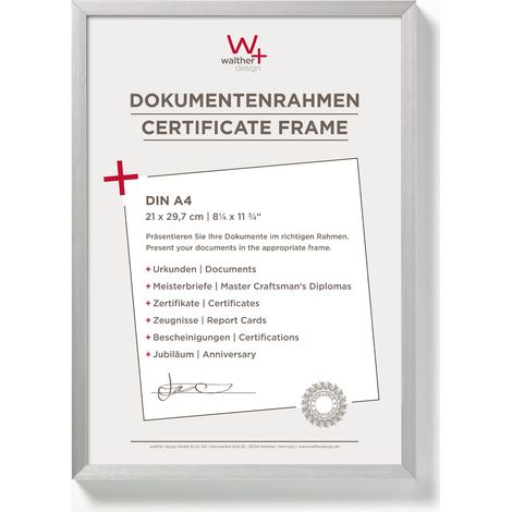 walther design cornice argento 21 x 29,7 cm (DIN A4) Sedia con cornice per documenti in alluminio Telaio in alluminio AJ130S (1/4)