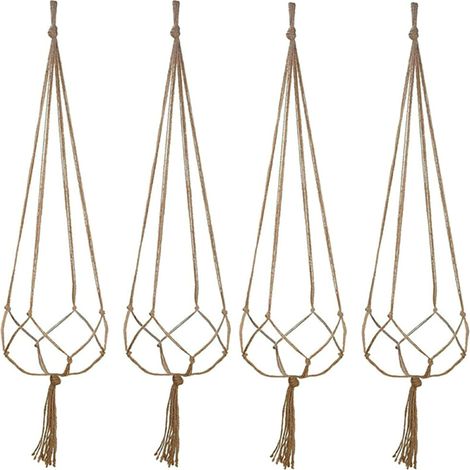 Lot de 6 supports à plantes en macramé, paniers en corde vintage, pour intérieur et extérieur. (1/5)