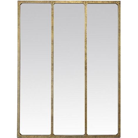 Miroir industriel 3 bandes métal doré 90x120cm (1/2)