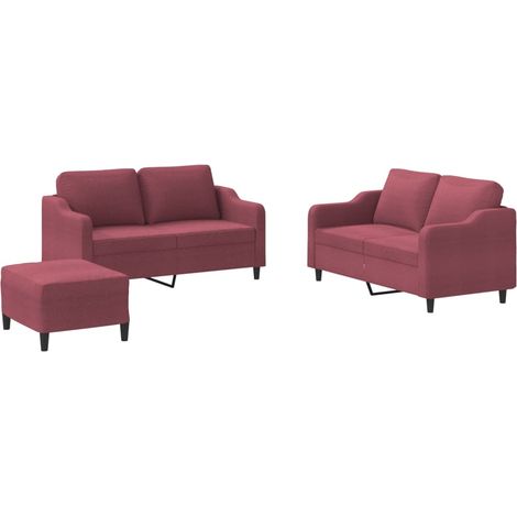 Maison Exclusive - Set di Divani 3 pz con Cuscini Rosso Vino in Tessuto