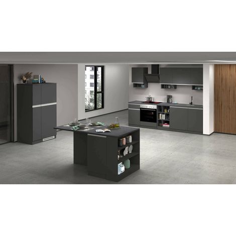 Dmora - Cocina completa Armand, Conjunto de cocina modular, Cocina modular con múltiples elementos, 100% Made in Italy, Antracita y Pizarra, con embalaje reforzado (1/5)