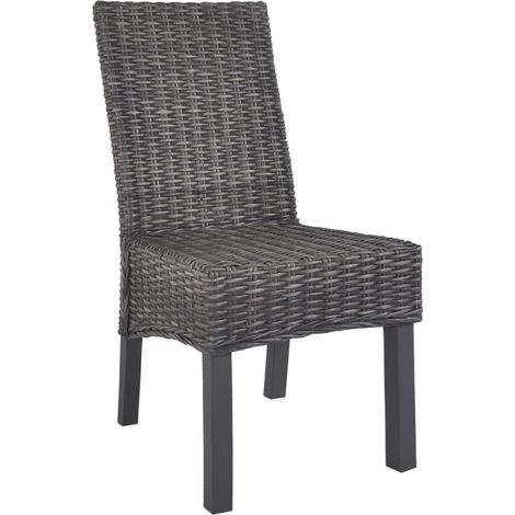 Maison Exclusive - Sedie da Pranzo 4 pz Marroni in Rattan Kubu e Legno di Mango