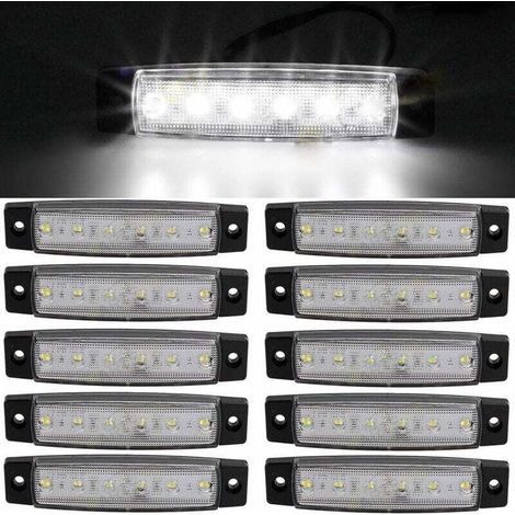 10 Stück 9,7 cm 6 LED Seitenmarkierungsleuchten 12V LED-Markierungsleuchten für LKW-Anhänger, gelbe Markierungsleuchte, hintere Seitenmarkierungsleuchte, LKW-Kabinenmarkierungsleuchten, Wohnmobil-Konv (1/5)