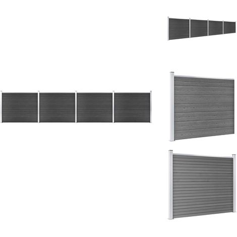 Zaunfelder - Living Zaunelement Set WPC 699x146 cm Grau (1/5)