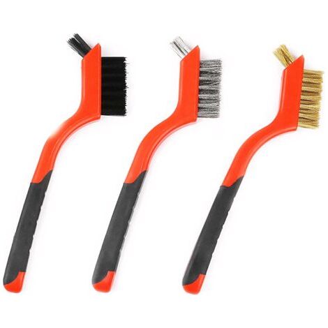 Ensemble de petites brosses métalliques pour nettoyer la rouille dans les trous, 3 pièces de brosses en laiton/acier inoxydable/nylon (1/4)