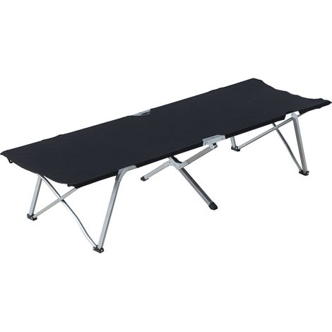 Cama plegable de camping con tejido Oxford 600D y estructura metálica, capacidad de carga de 136 kg, para playa y senderismo, 193x64x40 cm, negra