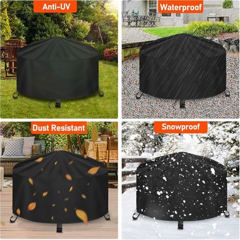 Wasserdichte Schutzhülle für Feuerstellen in Garten, Terrasse und Balkon – aus robustem 600D Oxford-Gewebe – für Feuerfässer und Feuerkörbe – Durchmesser: 80 x 50 cm