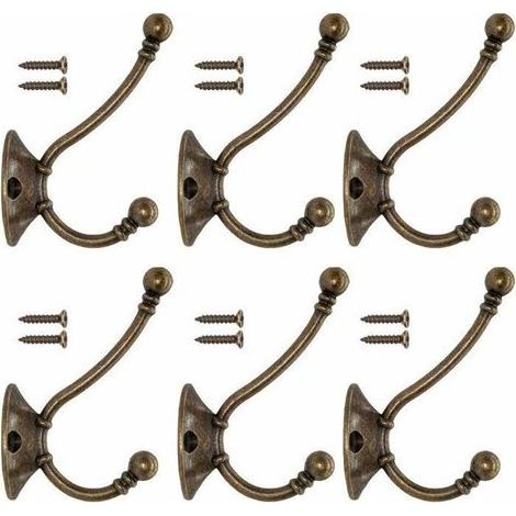 6 PCS Patère Porte Manteau Murale Vintage Crochet Métal De Porte Chapeau Crochet Rétro pour Porte-Manteau Salle de Bain Cuisine (1/5)