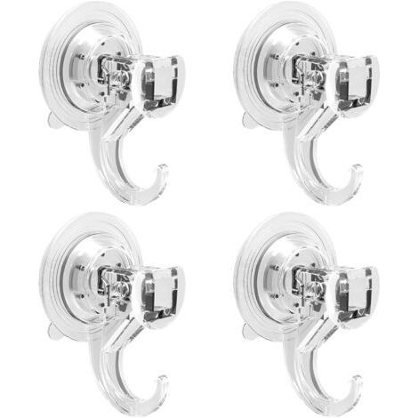 4 Pack Suction Cups with Hook for Home, Bathroom, Shower, Kitchen, Home, Glass, Curtain Hooks for Tile, Shower Door Hanging 2kg Clear (1/5)