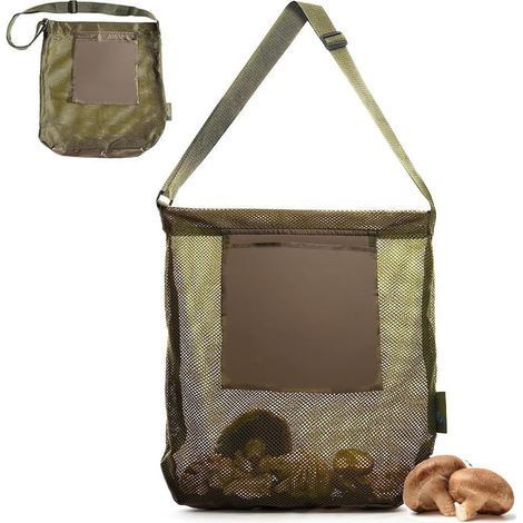 Mushroom Basket: Mushroom picking becomes easy thanks to the sturdy and breathable mushroom bag - adjustable shoulder strap and extra pocket for accessories (1/5)