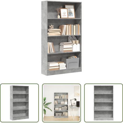 vidaXL Étagère livres -  Bibliothèque gris béton 80x24x143 cm bois d'ingénierie (1/5)