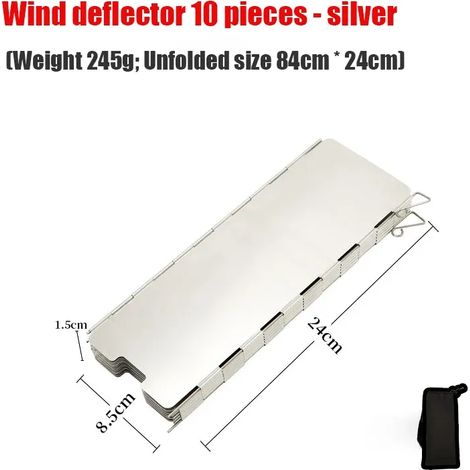 Réchaud de camping portable d'extérieur avec déflecteur de vent ultraléger et pliable en alliage d'aluminium, 8/10 broches et sac en tissu inclus. (1/5)