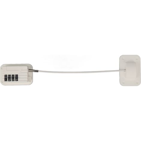 Verrou de fenêtre coulissante avec câble de sécurité enfant, anti-chute, serrure à mot de passe, blanc, pour fenêtres poussantes et coulissantes (1/5)