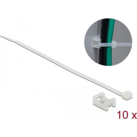 Delock Montaje de fijaciÃ³n de tornillo 15 x 10 mm con sujetacables LA 200 x AN 3,6 mm blanco