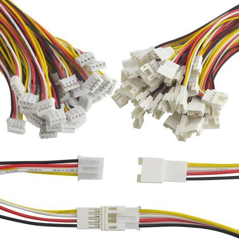 50 unidades/25 pares de conectores JST PH de 4 pines macho y hembra de 2,0 mm con cable de 15 cm, adaptador de conector JST PH de 4 pines macho y hembra (1/5)