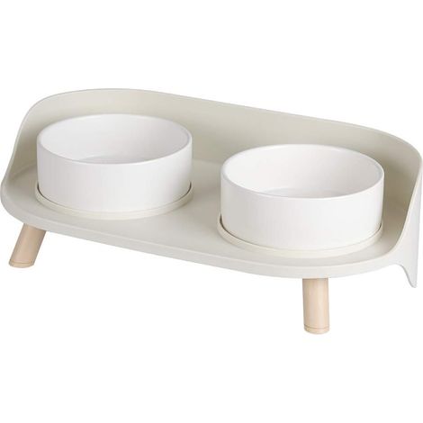 Gamelle Chat Chien - Gamelle Chat Surélevée avec Support - Gamelle pour Chat Chiens Anti Eclaboussure - Double Ceramique Bol Eau et Nourriture pour Chats  Petit Chiot  Lapin (1/5)