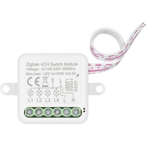Mini Module de relais de commutateur intelligent Zigbee 4CH, prend en charge le contrôle bidirectionnel pour la domotique, fonctionne avec Alexa (1/5)