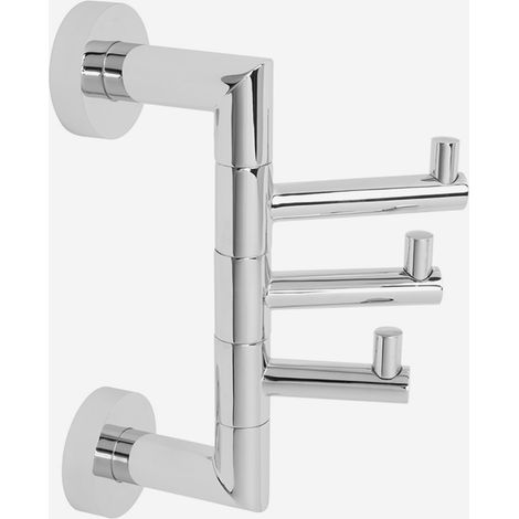 BATHBAZAAR - Patère Hôtel triple pivotante en inox et laiton