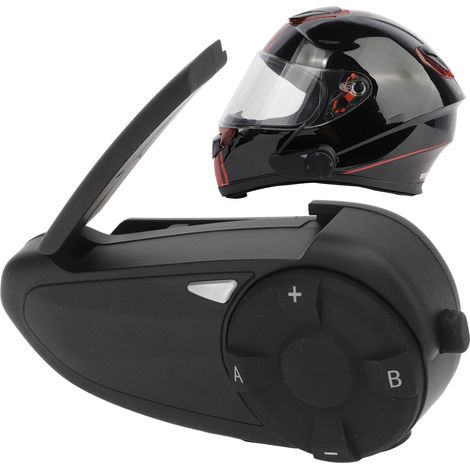 Casque de moto EJEAS Q7 avec oreillette talkie-walkie Bluetooth pour 7 personnes (2 personnes par groupe) avec réduction de bruit (batterie intégrée incluse). Produit sous licence, avec logo de la mar (1/5)