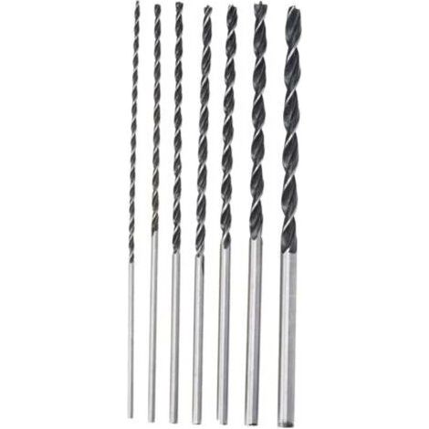 ZVD argent Forets Extra longs 7 pièces 4MM 5MM 6MM 7MM 8MM 10MM 12MM X 300MM forets à bois, 1V (1/4)