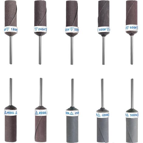 Lot de 10 tambours ponçage abrasifs durables en oxyde poli lisse pour mandrin caoutchouc métaux, plastique, bois - (1/5)