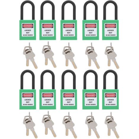 QORVA- 10Set 38mm/1.5in Sécurité Cadenas Ingénierie Isolation Antipoussière pour Usines Chantiers de Construction Hpitaux Produits Chimiques (Vert) (1/5)