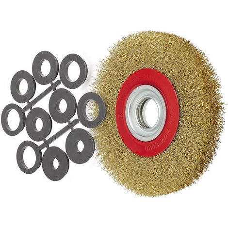 Brosse circulaire 200 mm avec fils d'acier ondules pour meuleuse d'etabli
