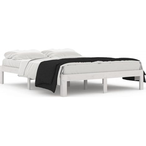 Maison Exclusive - Cadre de lit sans matelas blanc bois de pin massif 140x190 cm