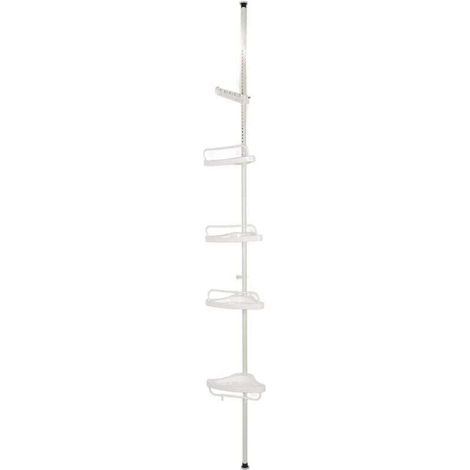 Estantería de esquina para ducha con 4 estantes, color blanco-Crezuo