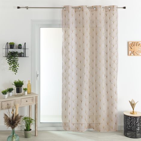 Voilage brodé art déco 140x240 cm – 100% polyester léger – Finitions œillets pour montage facile – Apporte texture et lumière (1/3)